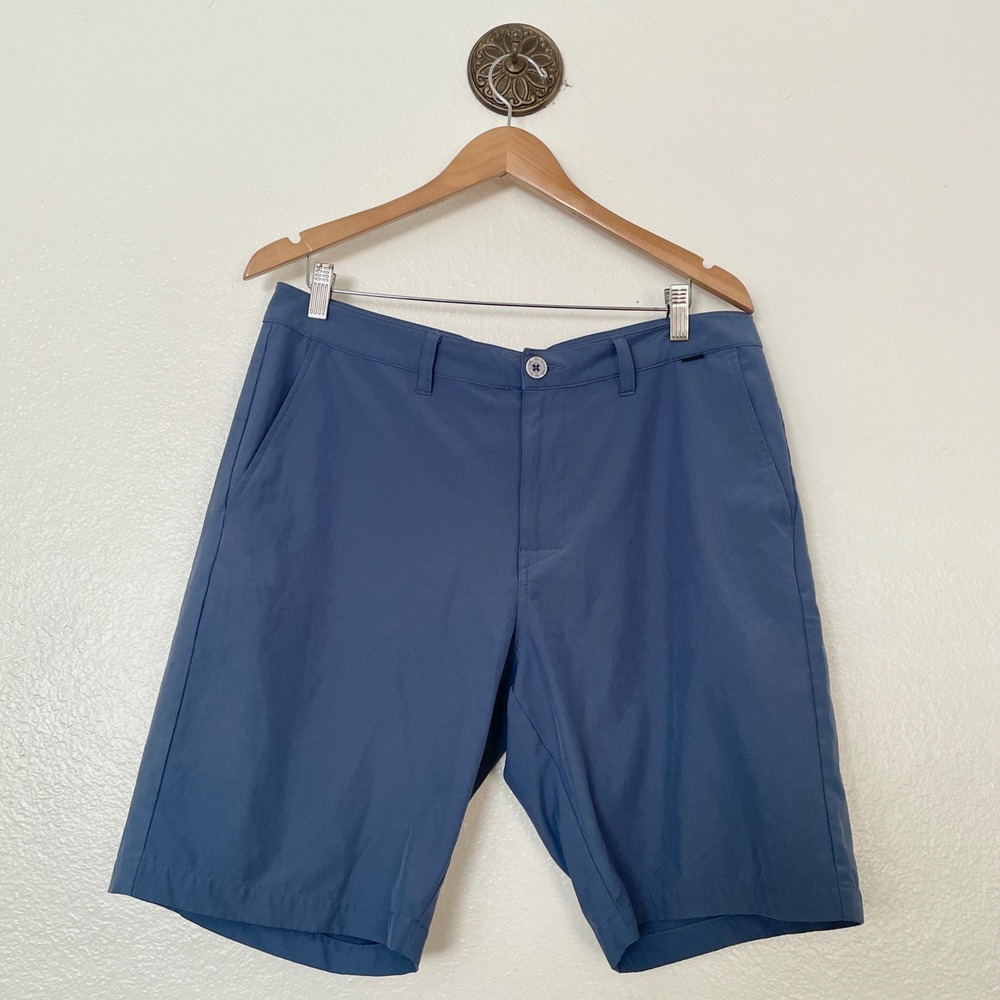 Travis Mathew Beck Golf Shorts Mens 34 Blue Grey Performance Stretch Flat Front
